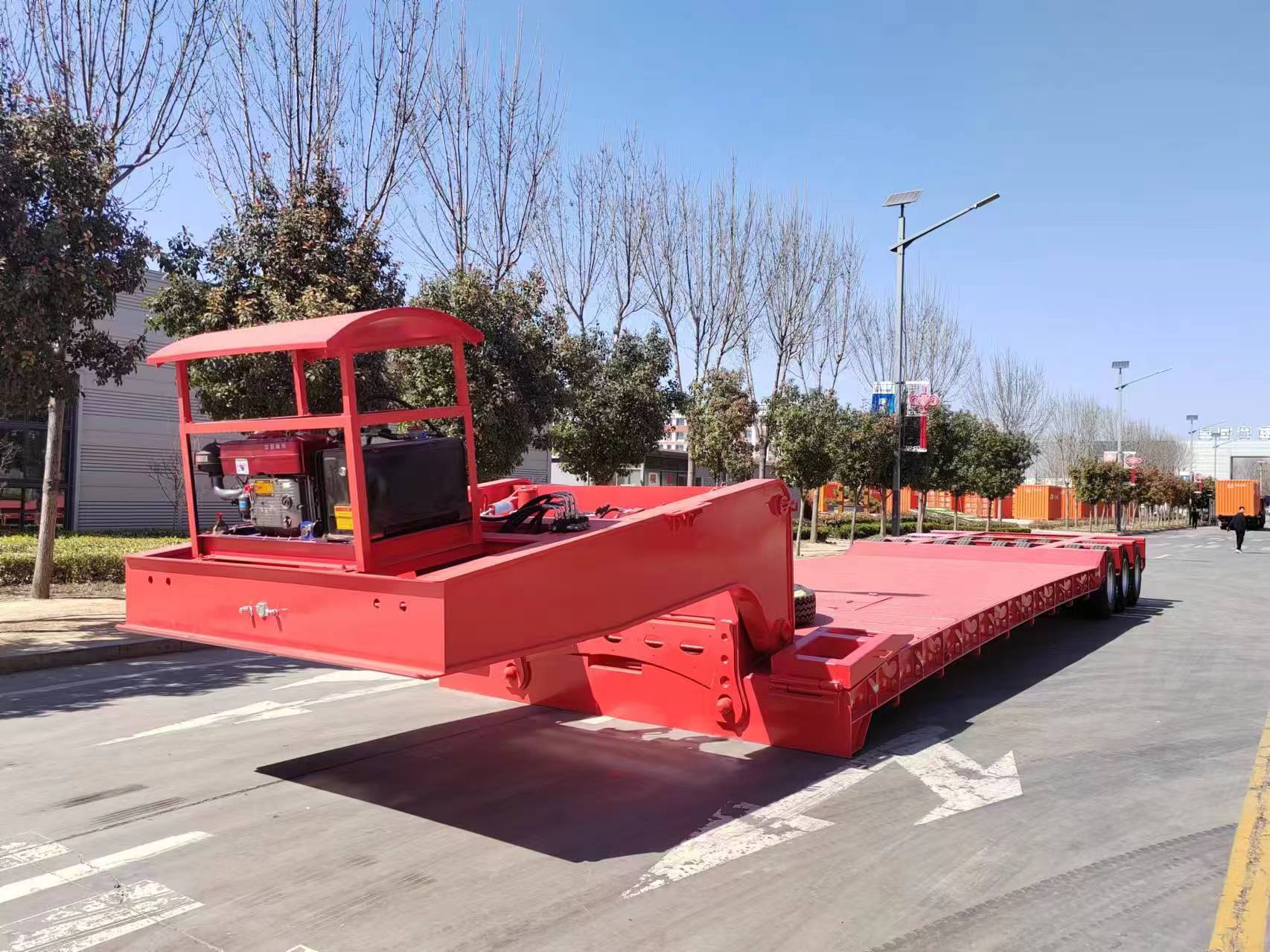 伸缩式平板半挂车